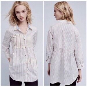 HOLDING HORSES Anthropologie Tiered Patch Tunic Size M